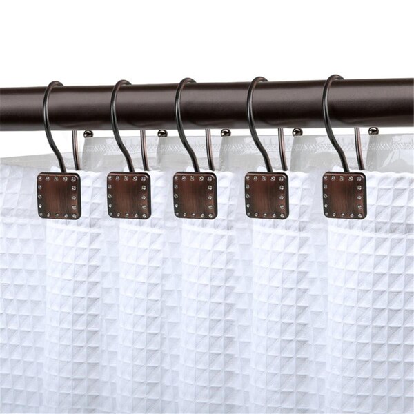 Utopia Alley Rust Resistant Double Shower Curtain Hooks Ring for Bathroom, Oil Rubbed Bronze - Set of 12 HK20RB - main